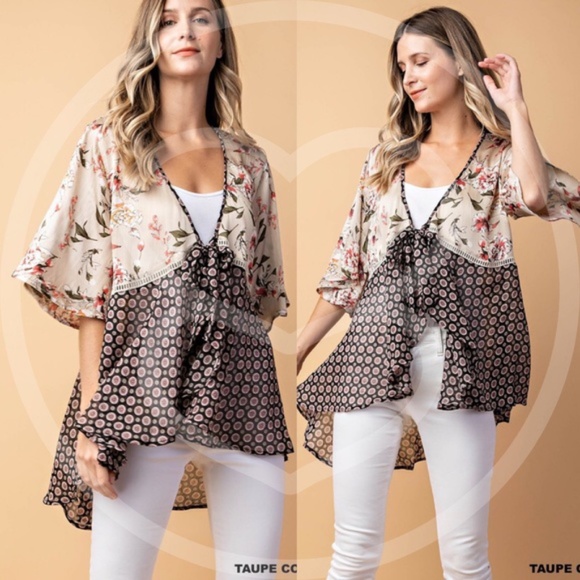 Kori Tops - NWT Kori DESTINY Floral Print Front Tie Blouse Large